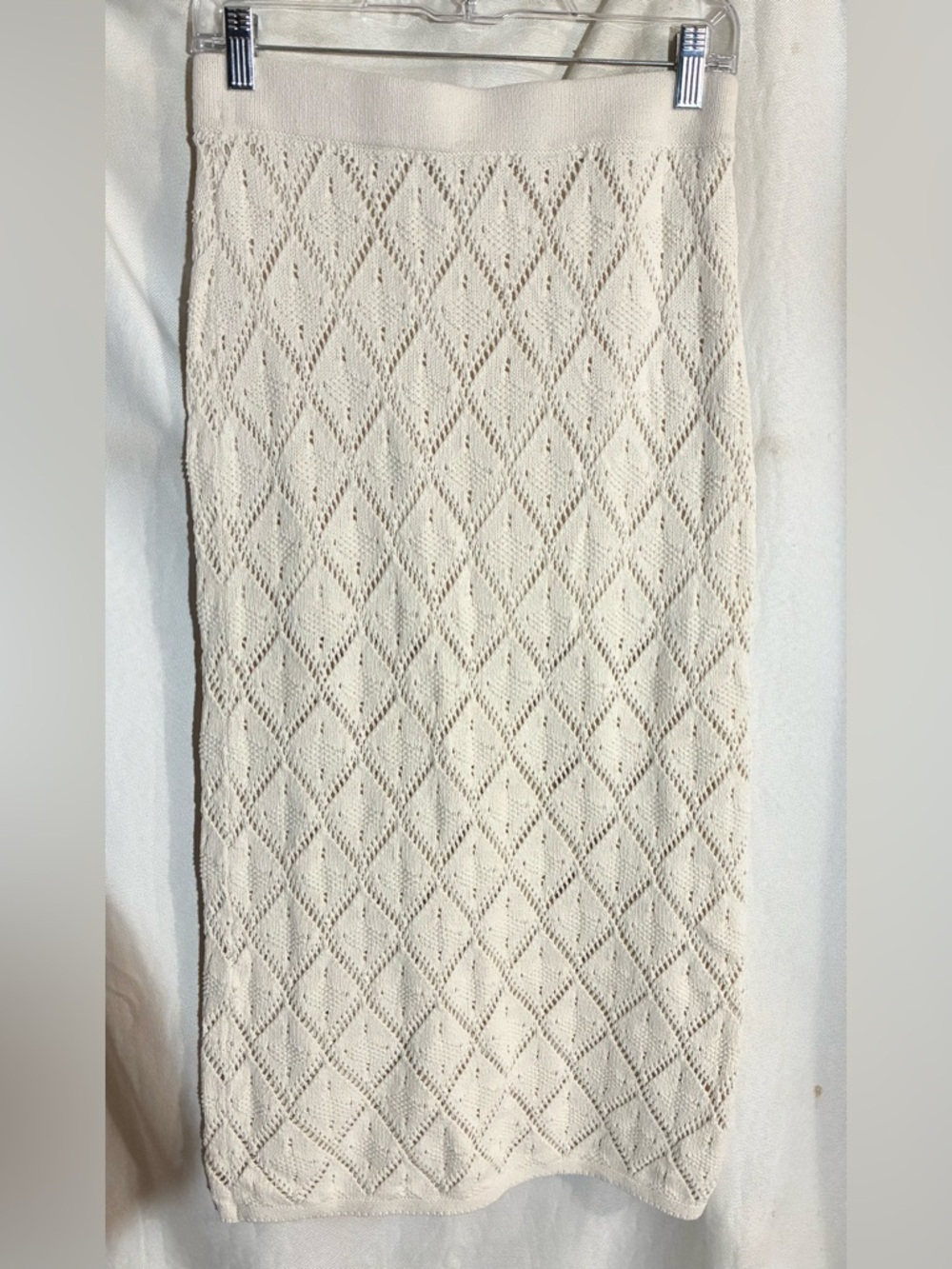 Massimo Dutti Cream Knit Midi Skirt